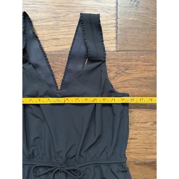 Athleta Savannah Black V Neck Wide Leg Jumpsuit Size 4 Stretch Athleisure - Picture 11 of 16